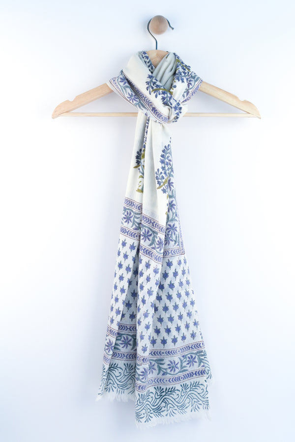 小物 Hand Printed Silk Scarf - blue 小物 Hand Printed Silk Scarf - blue Amazon.com: Designer