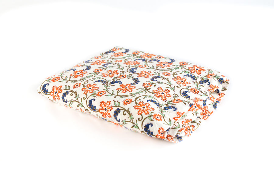 Fitted Bed sheet: Red and blue flower