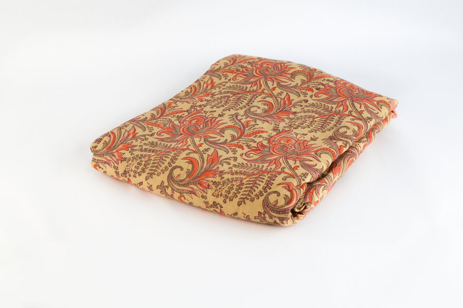 Fitted Bed sheet: Red and mustard jaal