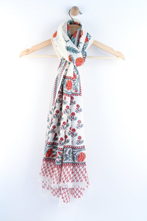 SCARF: Silk n Wool Handblock Printed