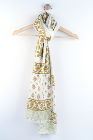 SCARF: Silk n Wool Handblock Printed