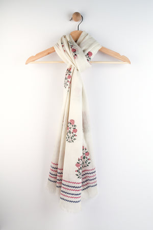 SCARF: Silk n Wool Handblock Printed