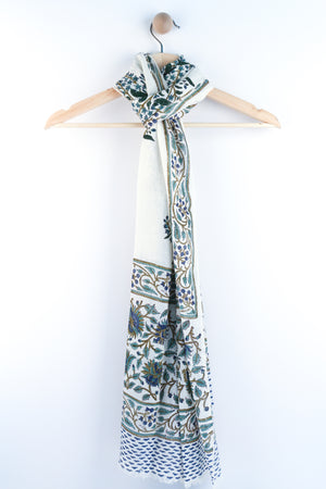 SCARF: Silk n Wool Handblock Printed